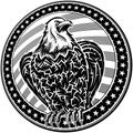 American Eagle USA Natioal Symbol Fourth July Emblem Monochrome