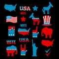 American Elections icon set. Republican elephant and Democratic Royalty Free Stock Photo