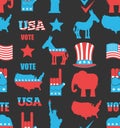 American Elections seamless pattern. Republican elephant and Dem Royalty Free Stock Photo