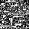 American elections vote seamless lettering pattern with democratic civil society slogans and appeal words. design for paper