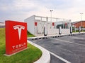 Mexico State, Mexico - May 05 2023: Tesla charging for the Supercharger chargers in Mexico, after offering the service for free