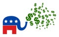 Raster American Elephant Stimulus Dollars Flat Icon Symbol