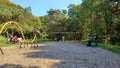 American empty playground in autumn