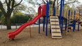 American empty playground in autumn