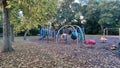 American empty playground in autumn