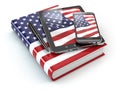 American english learning. Mobile devices, smartphone, tablet pc Royalty Free Stock Photo