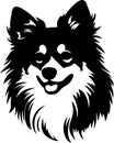 American Eskimo Dog Black Silhouette Generative Ai