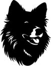 American Eskimo Dog Black Silhouette Generative Ai