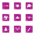 American expanses icons set, grunge style