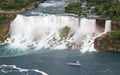 American Falls and Maid of the Mist boat on Niagara River Royalty Free Stock Photo