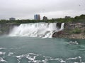 American Falls and Niagara River on Gloomy Day, Niagara Falls, Ontario, Canada Royalty Free Stock Photo