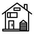 American family house line icon. House facade vector illustration isolated on white. Traditional american cottage