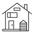 American family house thin line icon. House facade vector illustration isolated on white. Traditional american cottage
