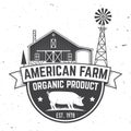 American Farm Badge or Label. Vector illustration.