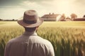 American farmer wheat field. Generate Ai Royalty Free Stock Photo