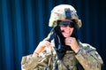 American female soldier smiling Royalty Free Stock Photo