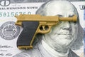 American firearm or gun business with big money concept, gun con