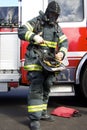 American Firefighter going to wear a helmet