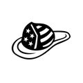 American Fireman Hat With USA Stars and Stripes Black and White Retro