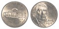 American five cents coin Jefferson Nickel