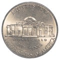 American five cents coin Jefferson Nickel Royalty Free Stock Photo