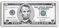 American five dollar banknote Royalty Free Stock Photo