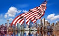 An American flag above New York