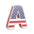 American flag alphabet isolated on a white background