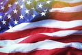American Flag Background. Brightly Lit American Flag. Sunlight, Sunflare.