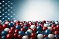 American flag background with red, white and blue balls Royalty Free Stock Photo