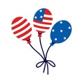 American flag balloons. Bundle of holiday decorations for July 4th, USA Independence Day. National symbol of liberty