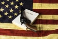 American Flag Black Revolver and Bible Royalty Free Stock Photo