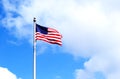 American Flag Blowing in the Wind Royalty Free Stock Photo