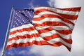 American Flag blows in wind Royalty Free Stock Photo