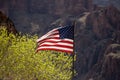 American Flag Blows In The Wind At The Bottom Of The Grand Canyon Royalty Free Stock Photo