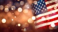 American flag and bokeh background with copy space for American holiday Royalty Free Stock Photo