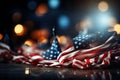 American flag with bokeh lights background. Independence day concept Royalty Free Stock Photo