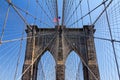 American Flag on the Brooklyn Bridge, New York City Royalty Free Stock Photo