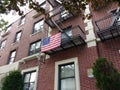 American Flag on a Brooklyn Fire Escape, USA