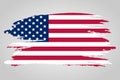 American flag. Brush painted flag of USA. Hand drawn style illustration with a grunge effect and watercolor. American flag with Royalty Free Stock Photo