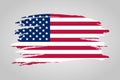 American flag. Brush painted flag of USA. Hand drawn style illustration with a grunge effect and watercolor. American flag with Royalty Free Stock Photo