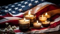 American flag burning, symbol of freedom and patriotism generated by AI