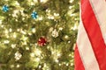 American Flag with Christmas Tree Royalty Free Stock Photo