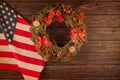 American flag and christmas tree. Royalty Free Stock Photo