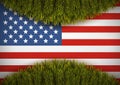 American flag and christmas tree. Greeting card Royalty Free Stock Photo