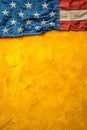 American Flag Close Up on Textured Yellow Background for Patriotic Concepts and National Holidays Royalty Free Stock Photo