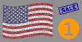 American Flag Collage of One Coin and Distress Sale Seal Royalty Free Stock Photo