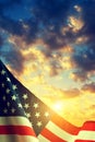 American flag at sunset. Royalty Free Stock Photo