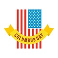 American flag with Columbus Day ribbon icon