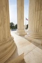 American flag between columns of Supreme Court Royalty Free Stock Photo